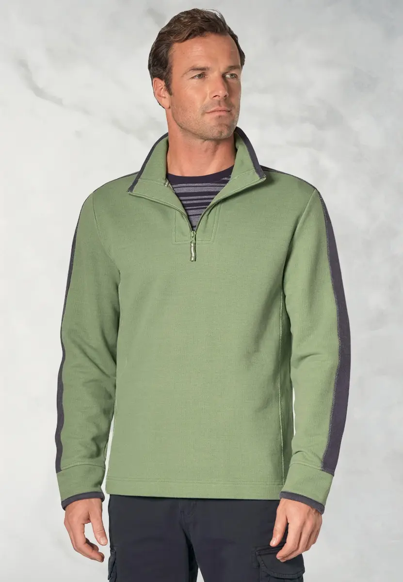 Cork Apple Cotton-Rich Zip Neck Sweatshirt