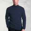 Cornwall Navy Cotton Merino Roll Neck Jumper