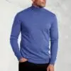 Cornwall Electric Blue Cotton Merino Roll Neck Jumper