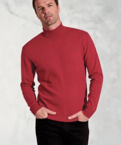 Cornwall Claret Cotton Merino Roll Neck Jumper