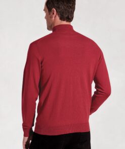 Alternative view of Cornwall Claret Cotton Merino Roll Neck Jumper