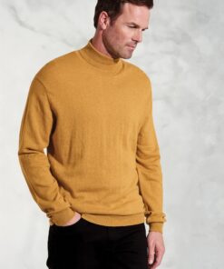 Cornwall Mustard Cotton Merino Roll Neck Jumper