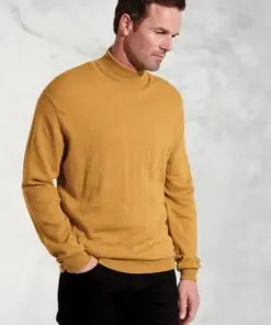 Cornwall Mustard Cotton Merino Roll Neck Jumper