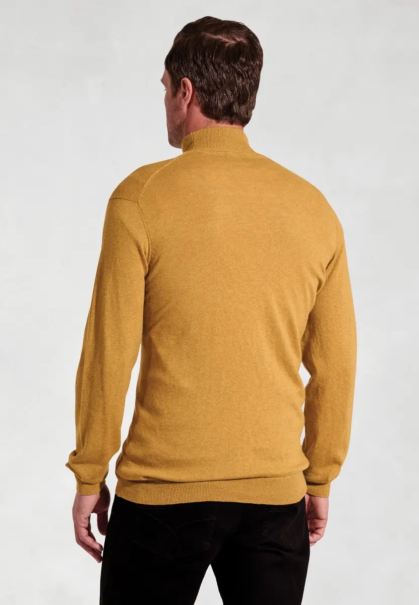 Cornwall Mustard Cotton Merino Roll Neck Jumper - Image 2
