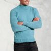 Cornwall Aqua Cotton Merino Roll Neck Jumper