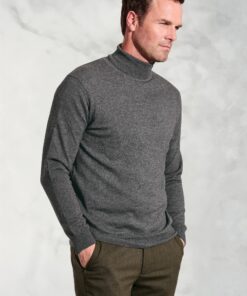 Cornwall Charcoal Cotton Merino Roll Neck Jumper