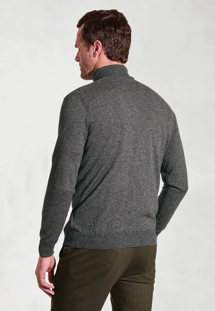 Cornwall Charcoal Cotton Merino Roll Neck Jumper - Image 2