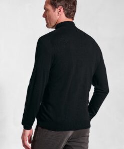 Alternative view of Cornwall Black Cotton Merino Roll Neck Jumper