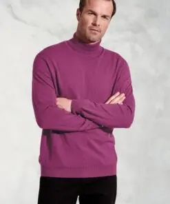 Cornwall Plum Cotton Merino Roll Neck Jumper