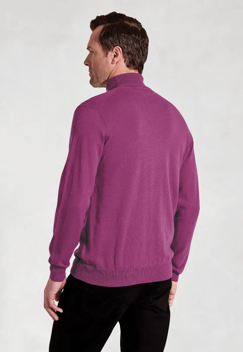 Cornwall Plum Cotton Merino Roll Neck Jumper - Image 2