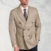 Tailored Fit Costner Natural Pure Linen Double Breasted Jacket