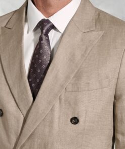 Alternative view of Tailored Fit Costner Natural Pure Linen Double Breasted Jacket