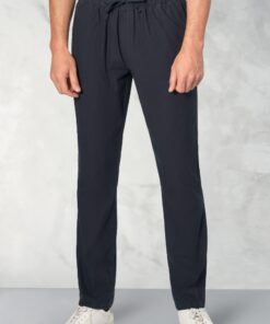 Regular Fit Cowdrey Navy Linen Cotton Stretch Drawcord Trouser