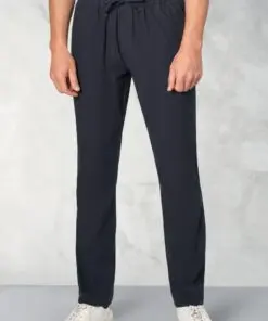 Regular Fit Cowdrey Navy Linen Cotton Stretch Drawcord Trouser