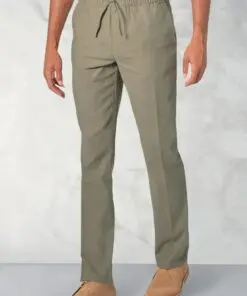 Regular Fit Cowdrey Khaki Linen Cotton Stretch Trouser