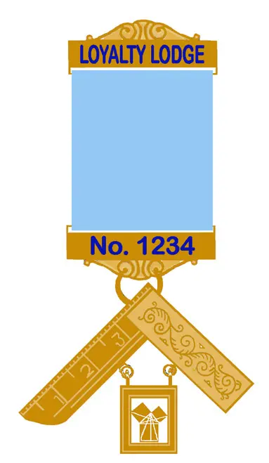 Craft Past Master Breast Jewel -blue Enamel Lodge Name &  Number On Gilt Bars