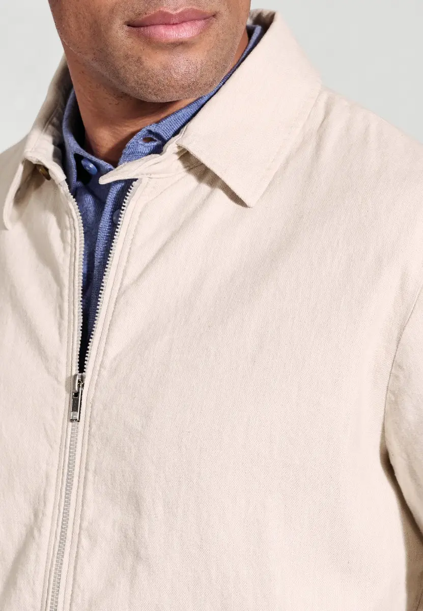 Craig Ecru Linen Blend Harrington Jacket - Image 2