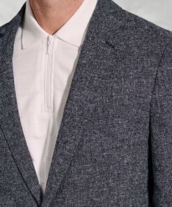 Alternative view of Tailored Fit Dafoe Navy Textured Cotton Linen Jacket