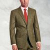 Regular Fit Dalton Olive Check Wool Suit Jacket
