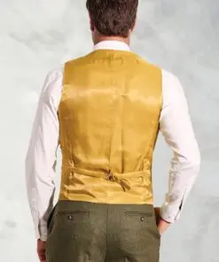 Alternative view of Regular Fit Dalton Olive Check Wool Waistcoat