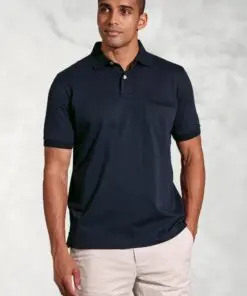 Damon Navy Pure Cotton Jersey Polo Shirt