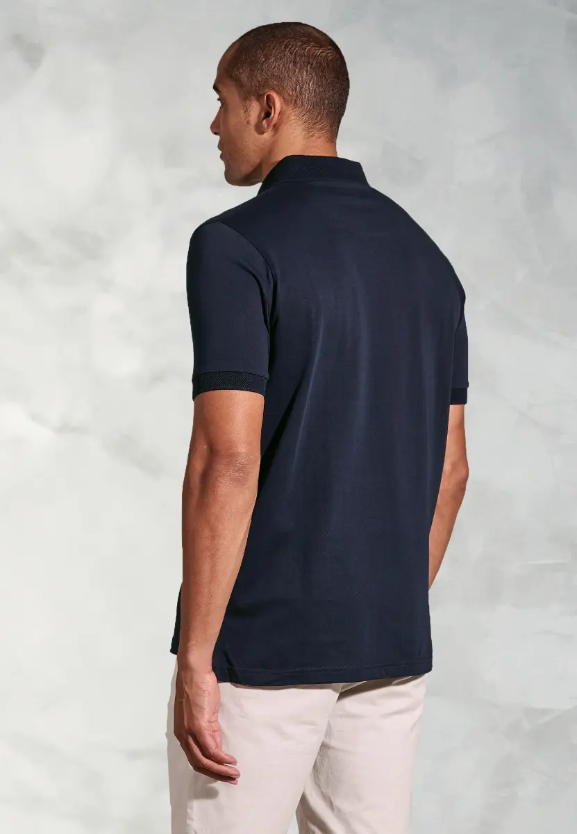 Damon Navy Pure Cotton Jersey Polo Shirt - Image 2