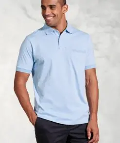 Damon Sky Blue Pure Cotton Jersey Polo Shirt