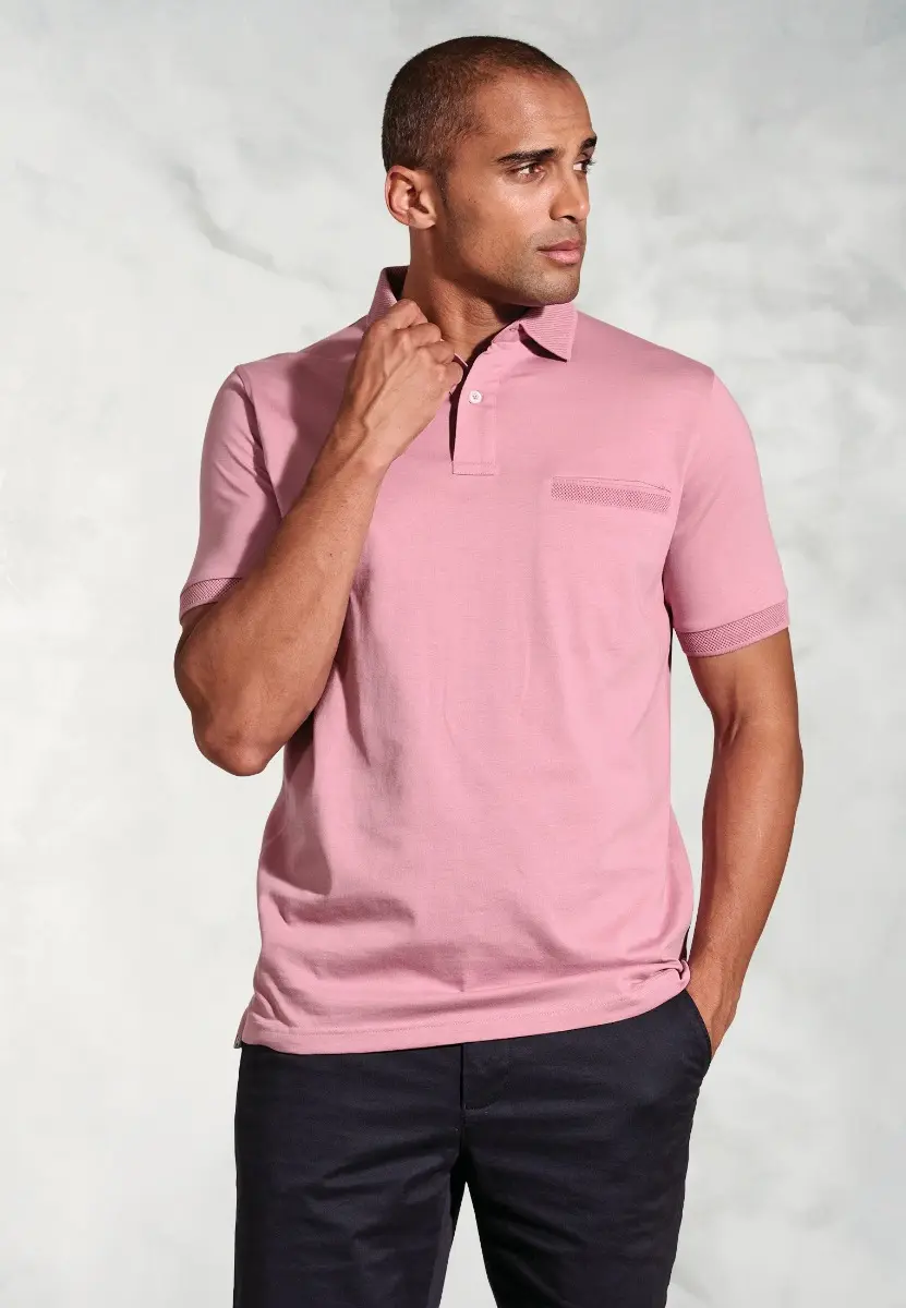 Damon Pink Pure Cotton Jersey Polo Shirt