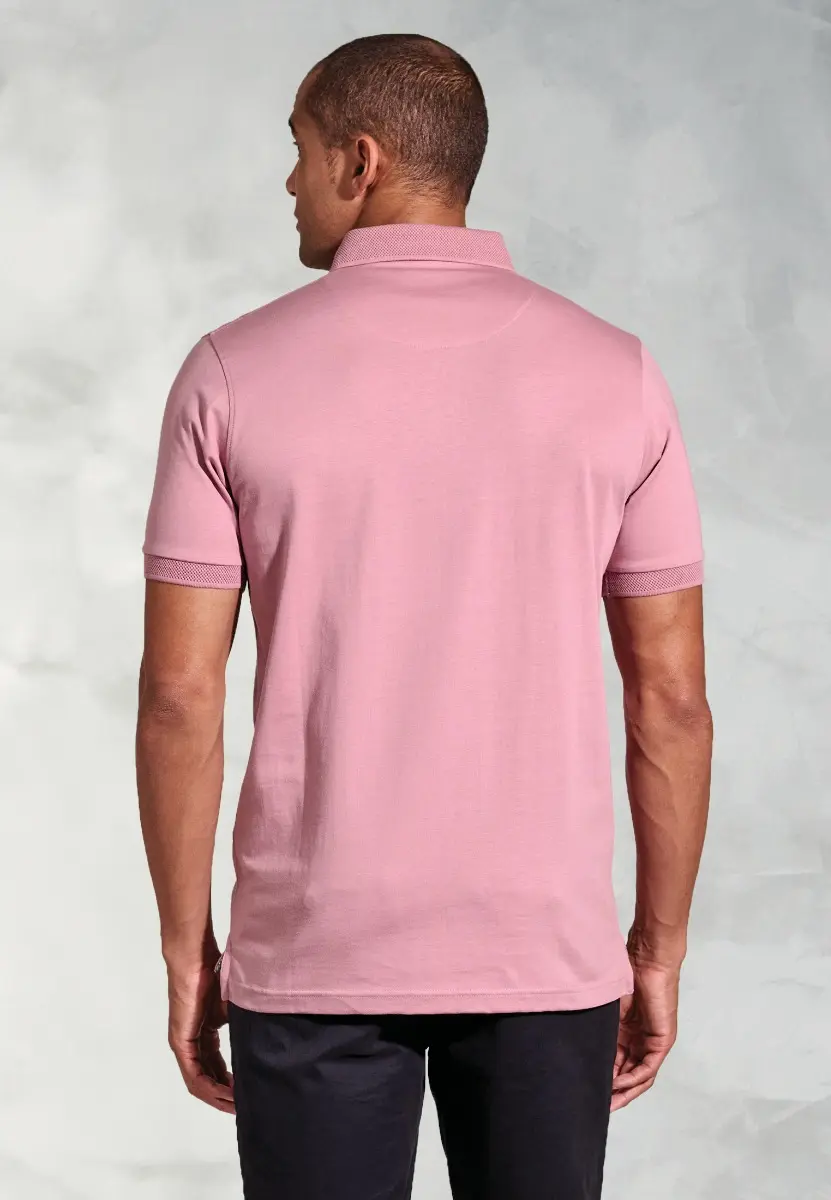Damon Pink Pure Cotton Jersey Polo Shirt - Image 2