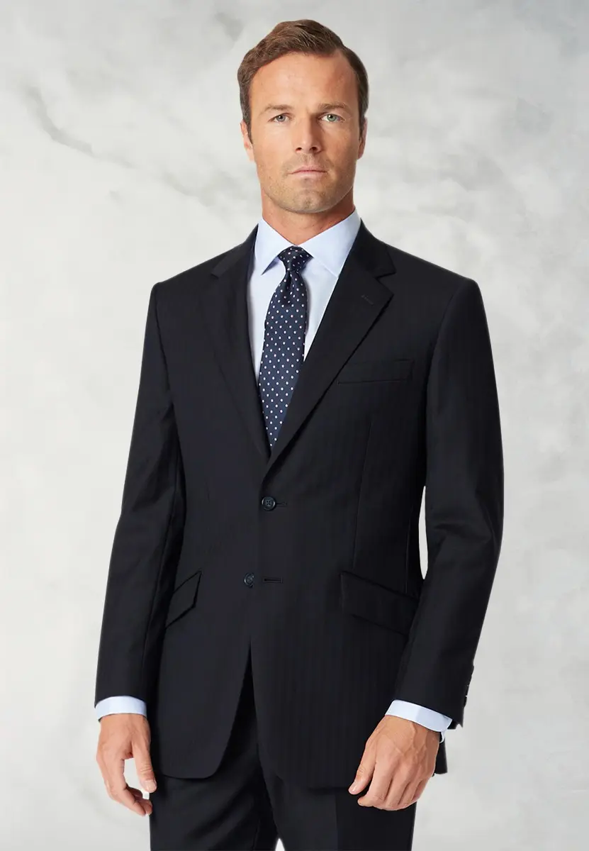 Tailored Fit Dawlish Navy Herringbone Wool Suit Jacket