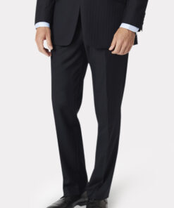 Tailored Fit Dawlish Navy Herringbone Wool Suit Trouser