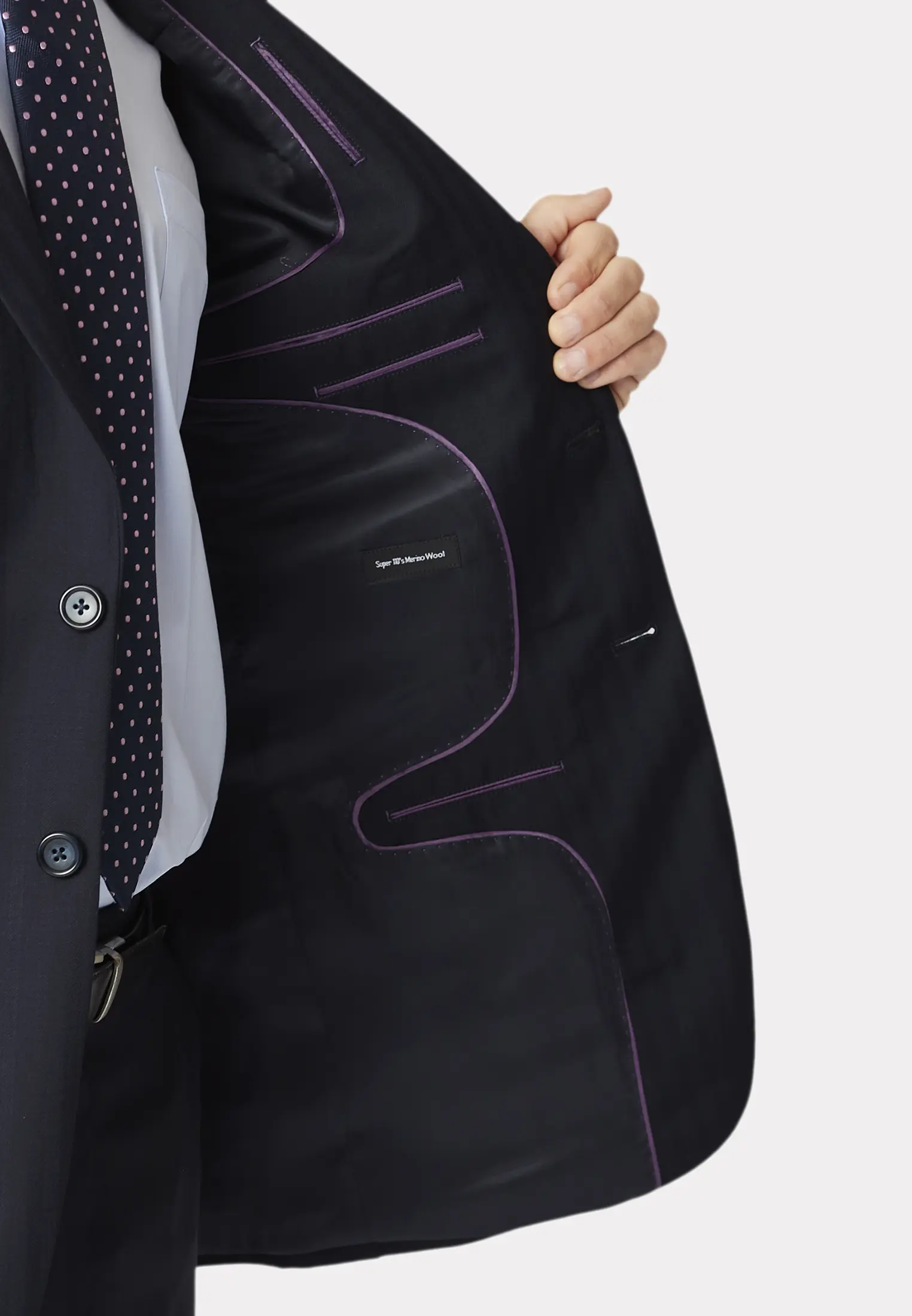 Regular Fit Dawlish Navy Herringbone Wool Suit Jacket - Image 2