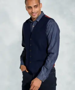 Dettori Navy Wool Blend Waistcoat