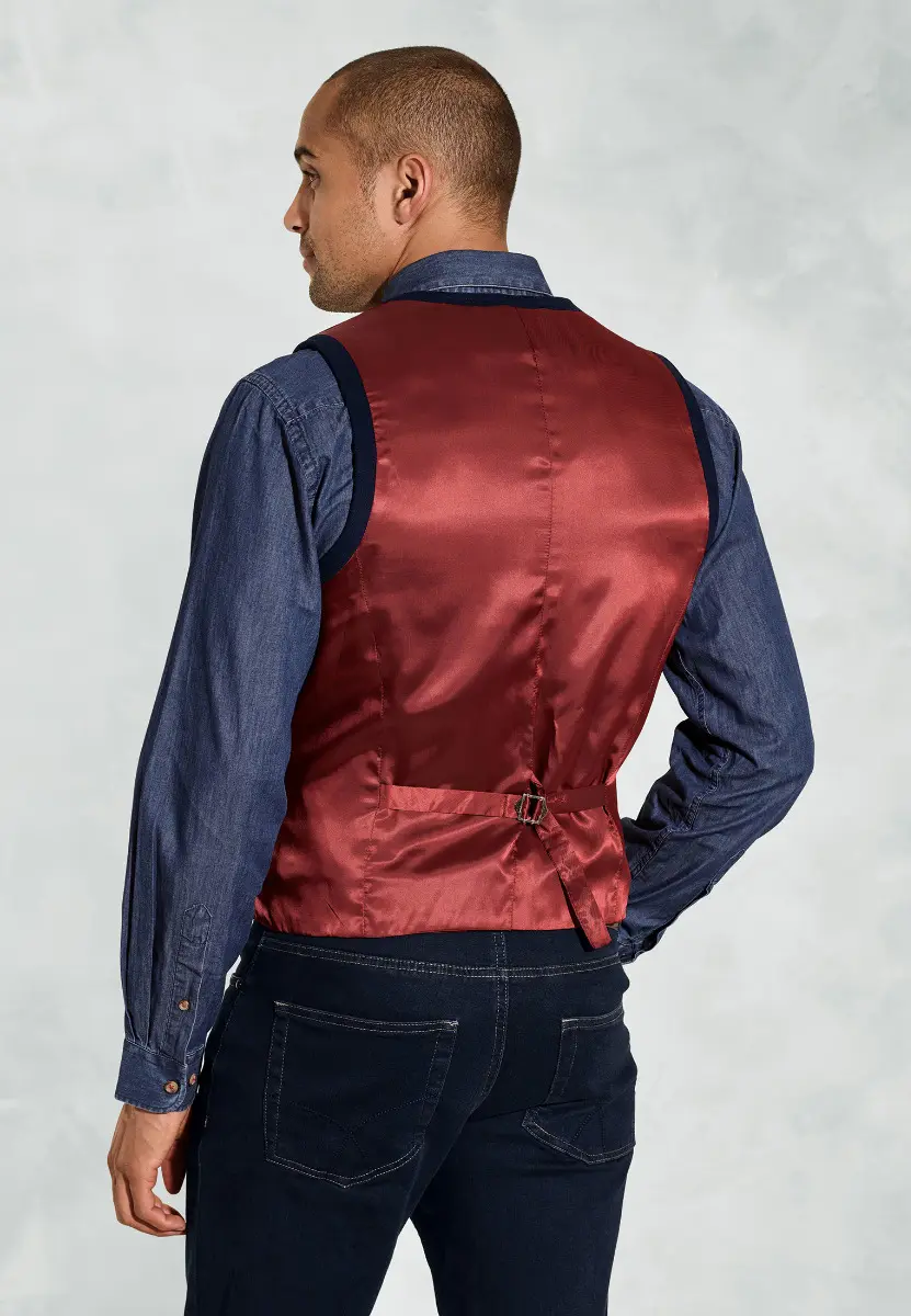 Dettori Navy Wool Blend Waistcoat - Image 2