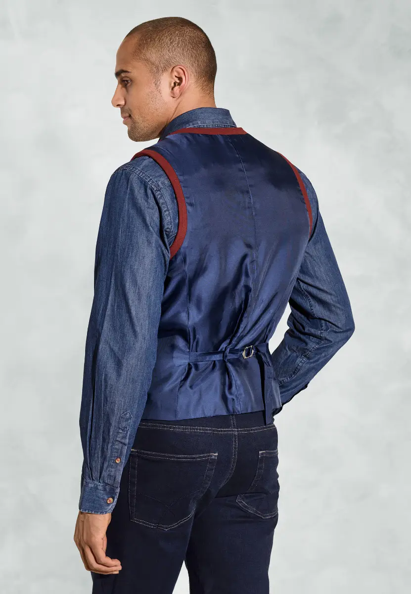 Dettori Red Wool Blend Waistcoat - Image 2