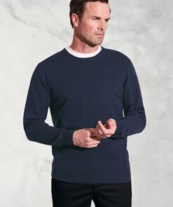 Devon Navy Cotton Merino Crew Neck Jumper