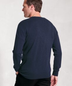 Alternative view of Devon Navy Cotton Merino Crew Neck Jumper