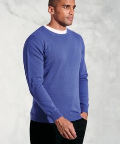 Devon Electric Blue Cotton Merino Crew Neck Jumper
