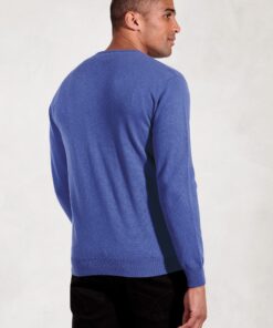 Alternative view of Devon Electric Blue Cotton Merino Crew Neck Jumper