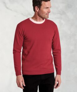 Devon Claret Cotton Merino Crew Neck Jumper