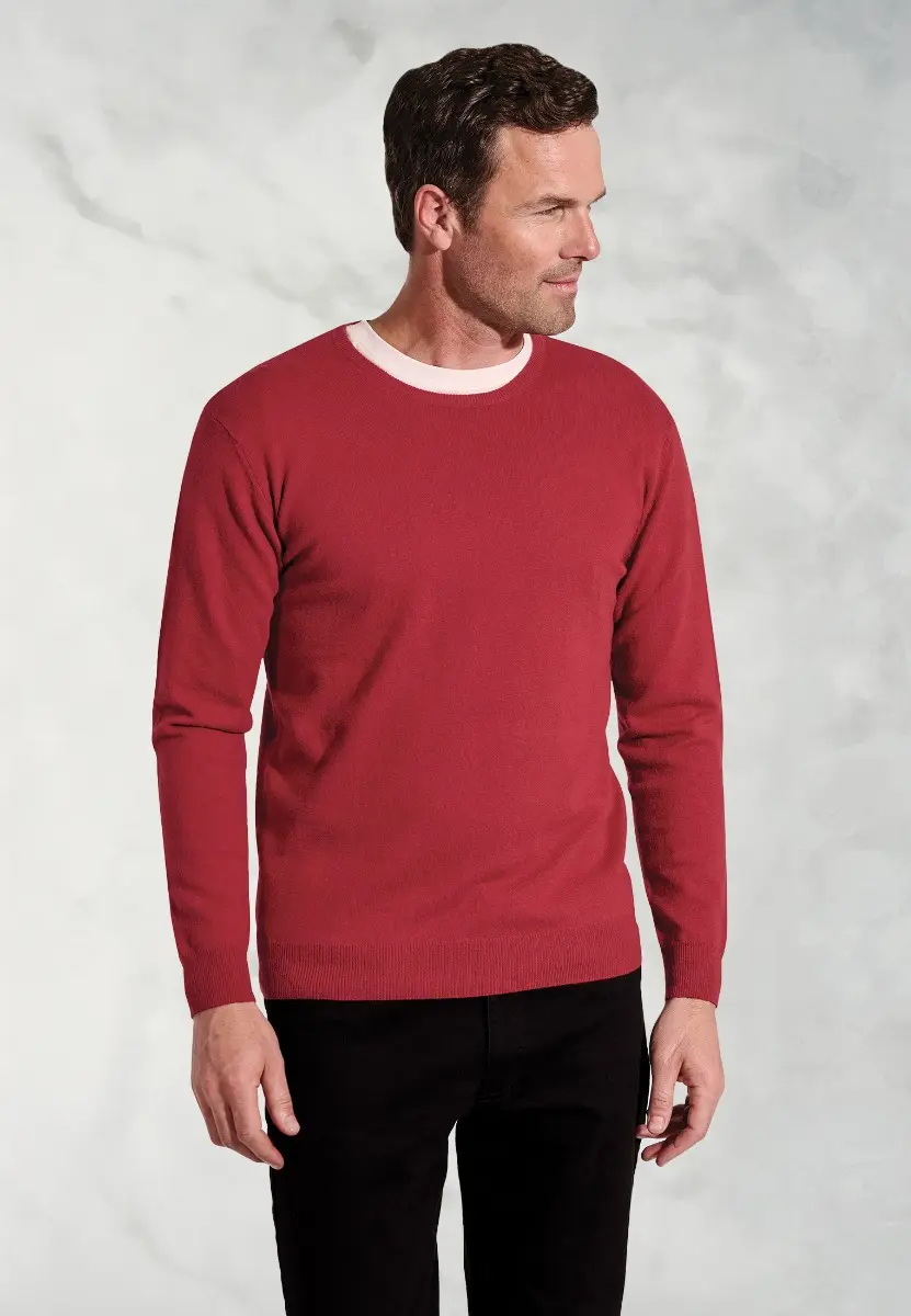 Devon Claret Cotton Merino Crew Neck Jumper