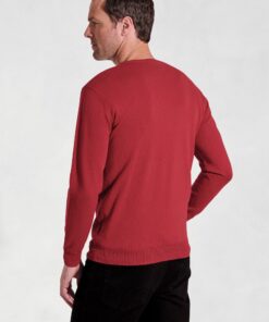 Alternative view of Devon Claret Cotton Merino Crew Neck Jumper