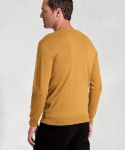 Alternative view of Devon Mustard Cotton Merino Crew Neck Jumper