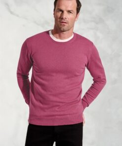 Devon Raspberry Cotton Merino Crew Neck Jumper