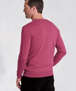 Alternative view of Devon Raspberry Cotton Merino Crew Neck Jumper