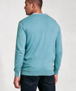 Alternative view of Devon Aqua Cotton Merino Crew Neck Jumper