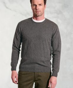 Devon Charcoal Cotton Merino Crew Neck Jumper