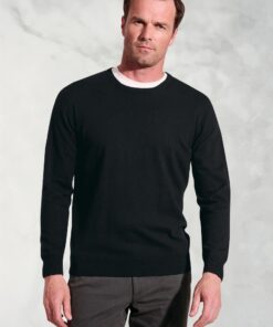 Devon Black Cotton Merino Crew Neck Jumper