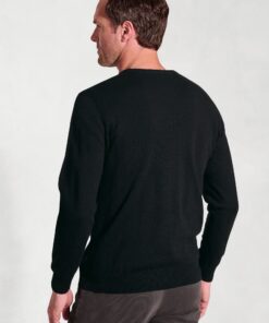 Alternative view of Devon Black Cotton Merino Crew Neck Jumper
