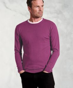 Devon Plum Cotton Merino Crew Neck Jumper